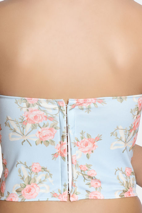 Zivame Non-Padded Short Slip Corset - Blue Print — image 6